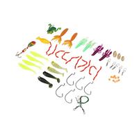 SNTSNTBOM Lot de 52 leurres de pêche pour poissons prédateurs avec appâts souples en PVC respectueux de l'environnement pour une utilisation sur Ocean Lake River