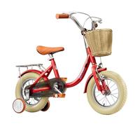 SNTSNTBOM Vélos pour Enfants vélo d'entraînement pour débutants avec Roues d'entraînement Frein Avant arrière Panier Amovible (Rouge)