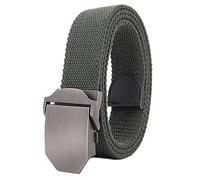 Snufeve Hommes 3,8 cm Nylon Toile Ceinture Décontractée jeans Ceinture, Vert militaire, 150 cm