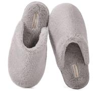 Snug Leaves Pantoufles moelleuses pour femmes avec fourrure synthétique et mousse à mémoire de forme, pantoufles sexy et classiques Gris,36-37 EU