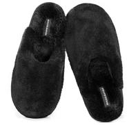 Snug Leaves Pantoufles moelleuses pour femmes avec fourrure synthétique et mousse à mémoire de forme, pantoufles sexy et classiques Noir,36-37 EU