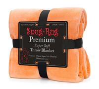Snug Rug Premium Plaid Canape Couverture Polaire Véritable Tapis Douillet Couverture de Luxe à Chaud à Jet Polaire Sherpa Couvre-lit Ultra Doux 150 x 200 cm (Mandarine)