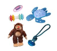 Snugarooz Boîte à jouets Takeover pour races de taille moyenne - Tug Buddy, Snug-A-Feast, Billy The Big Foot, Shake It Off Nylon Bone & Titan la Tortue - Ensemble de jeu de textures mixtes pour