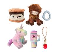 Snugarooz Boîte à jouets Takeover pour toutes les races de chiens - Summer the Smore, Spike-O-Mite, Pupley, Nyland the Highland, Tye la licorne et le pingouin flottant - Texture mixte
