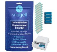 Snugell Filtres pour CPAP Dreamstation | Comprend 4 réutilisables et 20 jetables (lot de 4 + 20) - Filtres de rechange universels pour machine CPAP DreamStation