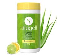 Snugell Lot de 110 lingettes pour masque CPAP parfumées aux agrumes - 100 % coton doux, non pelucheux, sans alcool - Formule sans danger pour la peau à l'aloe vera - Boîte facile à ouvrir pour
