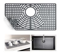 Snuggery Grand tapis d'évier en silicone 66 x 35,6 cm avec trou de vidange arrière, résistant à la chaleur, antidérapant, passe au lave-vaisselle, pour éviers en acier inoxydable de cuisine de ferme