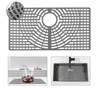 Snuggery Tapis d'évier en silicone 66 x 35,6 cm avec trou de vidange arrière, résistant à la chaleur, antidérapant, passe au lave-vaisselle, grands protecteurs d'évier de cuisine pour fond d'évier de