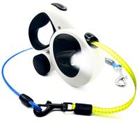 Snuggle Paws Laisse Rétractable & Enrouleur 5 m Tout-en-Un - LED Rechargeable, Distributeur Sacs à Crottes, Câble Anti-Morsure, Bande Réfléchissante | pour Chiens Petits & Moyens Jusqu’à 30 kg