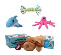 Snuggle Puppy Jouet original pour chien avec battement de cœur apaisant, compagnon en peluche apaisant, réduit l'anxiété des animaux de compagnie, comprend un pack chauffant et des piles + 3 jouets