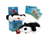 Snuggle Puppy Plus - Peluche pour Chien avec 3 Pochettes Chauffantes et Battement de Cœur RealFeel Activé par Le Mouvement. Jouet Anti-Stress et Apaisant pour l'Éducation Canine (Noir et Blanc)