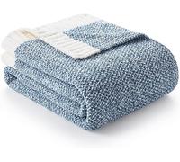 Snuggle Sac Couverture de lit bleue pour lit double pour lit et canapé, couverture réversible super douce, chaude et confortable, peluche moelleuse pour canapé, salon, 152 x 203 cm