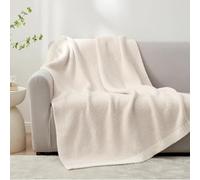Snuggle Sac Couverture en fil de plumes pour canapé, ultra douce et chaude, réversible, en tricot, pour lit ou canapé, légère, voyage, taille simple, 127 x 153 cm, crème ivoire