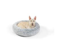 SnuggleSoft Lit apaisant en Fausse Fourrure en Forme de Beignet pour Chiens, Gris, Taille S, 58,4 x 58,4 cm
