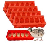 SnuggleTail Lot de 4 mangeoires en plastique à couvercle rabattable - Mangeoire à volaille multi-trous pour poussins, canetons et cailles - 12 trous (rouge)