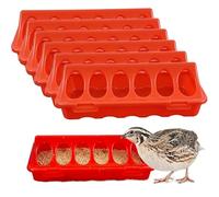 SnuggleTail Lot de 6 mangeoires en plastique à couvercle rabattable - Mangeoire à volaille multi-trous pour poussins, canetons et cailles - 12 trous (rouge)