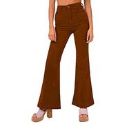 Snugik Pantalon évasé pour femme, taille haute, extensible, ajusté, couleur | Pantalon large coupe ample vintage bootcut pantalon gainant long pantalon cloche pour loisirs et voyages