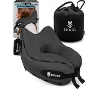 SNUGL Oreiller memoire Forme Ergonomique | Coussin de Voyage Avion Confortable | Oreiller de Voyage avec Tour de Cou | Accessoire pour Train, Voiture, Avion (Gris Foncé - Régulière)