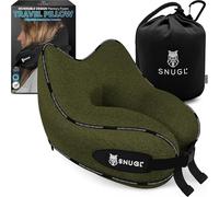 SNUGL Oreiller memoire Forme Ergonomique | Coussin de Voyage Avion Confortable | Oreiller de Voyage avec Tour de Cou | Accessoire pour Train, Voiture, Avion (Vert Olive - Petit)