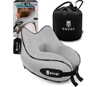 SNUGL Oreiller memoire Forme Ergonomique | Coussin de Voyage Avion Confortable | Oreiller de Voyage avec Tour de Cou | Accessoire pour Train, Voiture, Avion (Gris - Régulière)