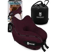 SNUGL Oreiller memoire Forme Ergonomique | Coussin de Voyage Avion Confortable | Oreiller de Voyage avec Tour de Cou | Accessoire pour Train, Voiture, Avion (Rouge Foncé - Petit)
