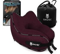 SNUGL Oreiller memoire Forme Ergonomique | Coussin de Voyage Avion Confortable | Oreiller de Voyage avec Tour de Cou | Accessoire pour Train, Voiture, Avion (Rouge Foncé - Petit)
