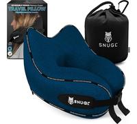 SNUGL Oreiller de Voyage Coussin en Mousse à Mémoire de Forme - Oreiller pour Avion | Coussin de Soutien pour Le Cou en Voyage | (Bleu Marine - Régulière)