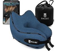 SNUGL Oreiller memoire Forme Ergonomique | Coussin de Voyage Avion Confortable | Oreiller de Voyage avec Tour de Cou | Accessoire pour Train, Voiture, Avion (Bleu - Régulière)
