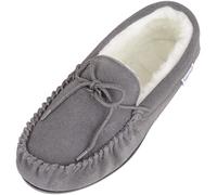 SNUGRUGS Chaussons mocassins Clara en laine d'agneau pour femme, gris, 37 EU