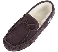 SNUGRUGS Chaussons mocassins Clara en laine d'agneau pour femme, marron foncé, 39 EU