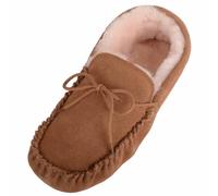SNUGRUGS Mocassins doublés en peau de mouton véritable avec semelle souple pour homme, châtaigne, 42 2/3 EU