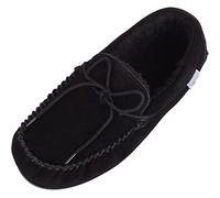SNUGRUGS Mocassins en daim de laine Monty pour homme, noir 49 EU / 15 UK