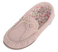 SNUGRUGS Pantoufles mocassins en daim avec semelle rigide pour femme Rose Taille 36 à 42, camel, 39 EU