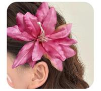 Snuhlzvm Accessoire pour cheveux en forme de lys artistique, rose rouge, lignes douces, artisanat délicat, une fusion de mode et d'art, atmosphère vivante, un must have pour les fashionistas.