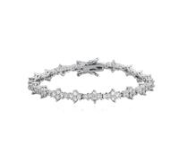 Snuhlzvm Le bracelet tennis éblouissant en fleurs de prunier, serti de zircons étincelants, est luxueux et exquis, éblouissant et accrocheur, adapté pour les occasions élégantes et un élément éternel