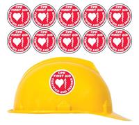 SNUNGPHIR Accuform Signs LHTL348 Adhesive Vinyl Hard Hat Decal, Legend CPR First AID Certified and Trained with Graphic, 2-1/4" Dia.