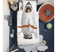 Snurk Razzo Rocket Housse de Couette, Percale, Blanc/Multicolore, pour lit Simple, 220 x 140 x 0,4 cm