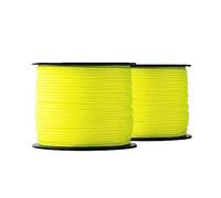 SNURO Corde Nylon (2 mm, 100 m) - 2 pièces- Corde Fluorescente en Polyamide Tressée Robuste pour n'importe Quelle Utilisation - Résistante aux Intempéries - Cordeau de Maçon- Jaune Fluo