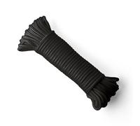 SNURO Corde Nylon Tressée (6 mm, 20 m) - Corde en Polyamide Noir Solide Résistante à l'usure - Paracorde Solide - Résistance à la Rupture 622kg