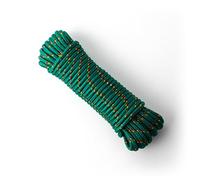 SNURO Corde Polypropylène (8mm, 20m, Vert avec Rouge et Jaune) - Corde tressée légère et Polyvalente pour l'extérieur, la Survie et Le Jardin - Pas pour l'escalade! - Charge de Rupture 918kg