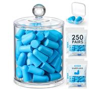 Snuvid Lot de 250 paires de bouchons d'oreille en mousse avec 1 distributeur transparent, NRR 33 dB pour réduction du bruit, bouchons d'oreilles souples pour la réduction du bruit, les concerts, le