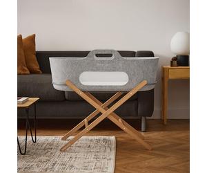 Snuz Baskit, couffin avec Matelas et Support, Ensemble de couffin léger pour Nouveau-nés jusqu'à 6 Mois, Design élégant et Polyvalent pour la Maison ou Les Voyages, Gris Clair et Naturel