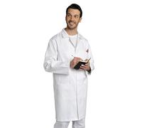 SNV Blouse 100% Coton Blanche Chimie Mixte Manche Longue Fermeture Boutons Pressions Laboratoire lycée collège vêtement médical (Blanc L)