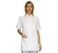 SNV Blouse Blanche Chimie 100% Coton Blouse medicale Femme Tunique médicale Blanche avec Encolure Officier + 3 Poches de Laboratoire Chimie, infirmière instituts hospitalier (XS)
