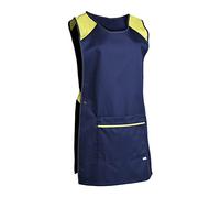 SNV Chasuble médicale femme pour entretien/nettoyage ou industrie. Chasuble de travail réglable par pattes avec 3 pressions avec 1 grande poche • hauteur du vêtement médicale 80cm (Bleu Marine, S)