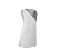 SNV Chasuble ménage pour entretien/nettoyage, Tablier médicale femme avec Serrage devant et dos par liens Large poche centrale type kangourou (Blanc)