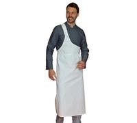 SNV Tablier de boucher blanc 100% coton Tablier de cuisine style parisien pour boucherie - Tablier boucher professionnel mixte 130cm/100cm