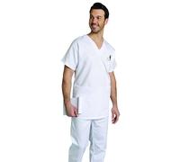 SNV Tunique médicale femme Blouse médicale manche courte homme 3 poches avec coutures milieu dos (as4, numeric, numeric_42, numeric_44, regular, regular, Blanc)