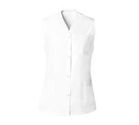 SNV Tunique médicale Femme sans Manche Fentes côtés Fermeture Boutons Pressions Polyester/Coton Blouse médicale Professionnelle (Blanc 3XL)