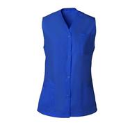 SNV Tunique médicale Femme sans Manche Fentes côtés Fermeture Boutons Pressions Polyester/Coton Blouse médicale Professionnelle (Bleu foncé L)